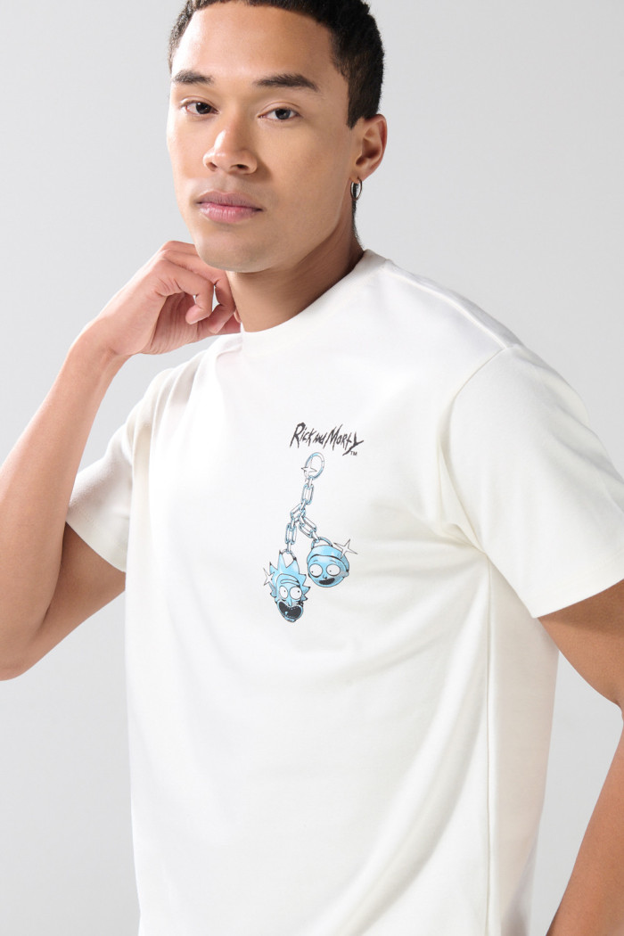Camiseta de Rick and Morty cuello redondo crema clara
