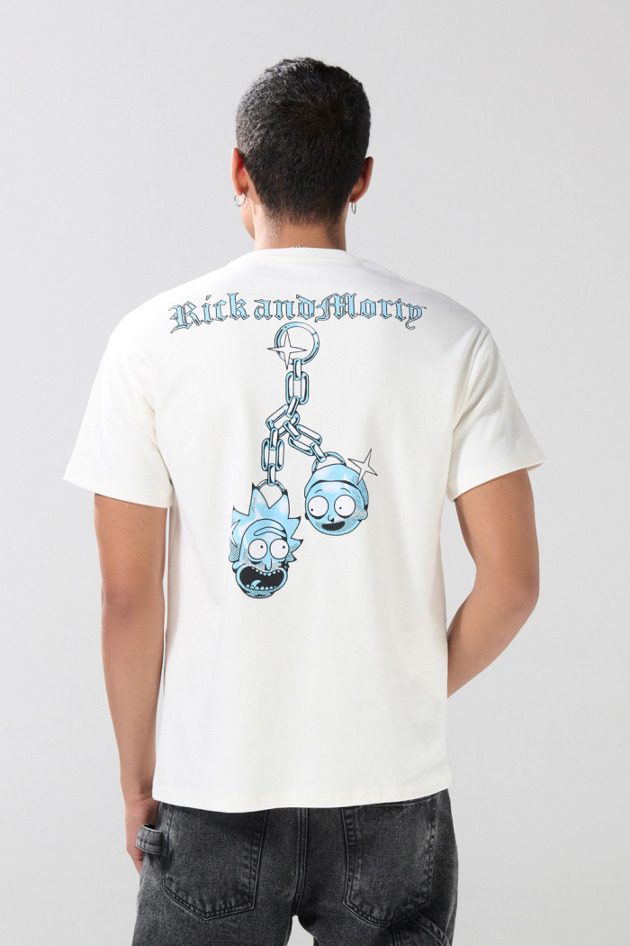 Camiseta de Rick and Morty cuello redondo crema clara