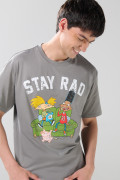 Camiseta gris intensa manga corta con arte de Hey Arnold
