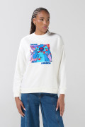 Buzo cuello redondo crema oversize de Lilo y Stitch
