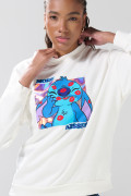Buzo cuello redondo crema oversize de Lilo y Stitch
