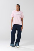 Camiseta en algodón college rosada con manga corta
