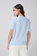 Camiseta en algodón college azul clara con manga corta
