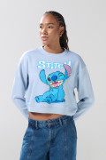 Buzo azul claro cuello redondo con arte de Lilo y Stitch