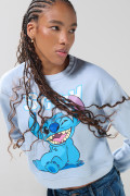 Buzo azul claro cuello redondo con arte de Lilo y Stitch