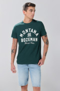 Camiseta en algodón manga corta verde con arte college
