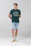 Camiseta en algodón manga corta verde con arte college
