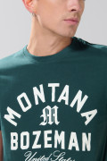 Camiseta en algodón manga corta verde con arte college
