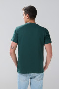 Camiseta en algodón manga corta verde con arte college
