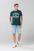 Bermuda slim de jean azul clara tiro bajo con desgastes