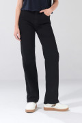 Jean straight leg negro infaltables bota recta con tiro alto