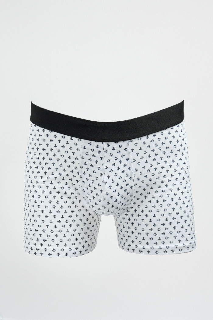 Bóxer blanco brief-medio con anclas estampadas