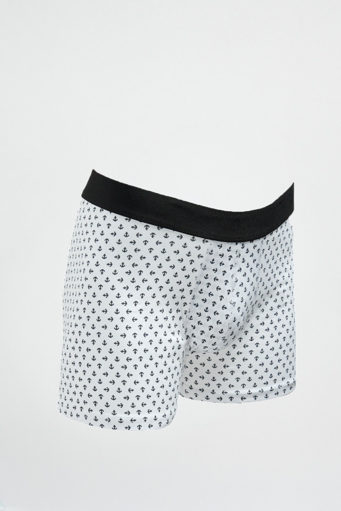 Bóxer blanco brief-medio con anclas estampadas