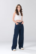 Jean baggy infaltables azul tiro medio con bota ancha
