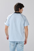 Camiseta manga ranglan oversize azul college con cuello polo