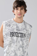 Camiseta oversize crema tie dye manga sisa con arte celestial
