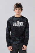 Camiseta oversize manga larga negra tie dye con estampados