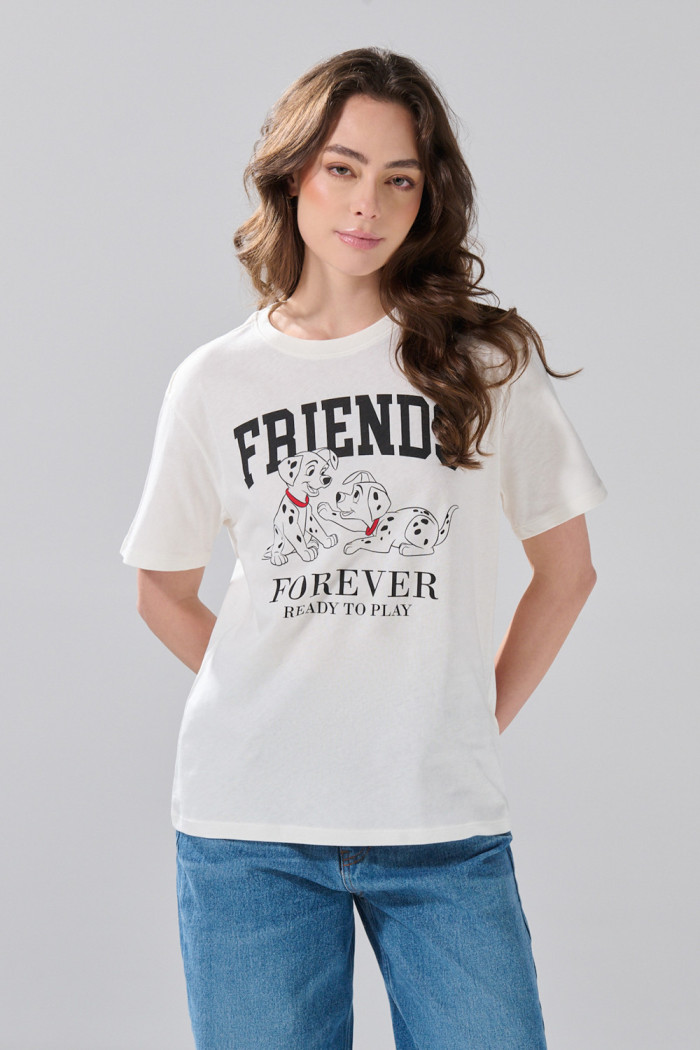 Camiseta crema clara manga corta de 101 Dálmatas