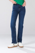 Jean infaltables tiro alto azul straight leg con bota recta
