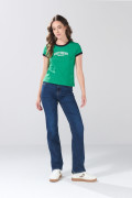 Jean infaltables tiro alto azul straight leg con bota recta
