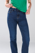 Jean infaltables tiro alto azul straight leg con bota recta
