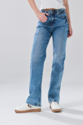 Jean infaltables azul straight leg bota recta con tiro alto
