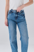 Jean infaltables azul straight leg bota recta con tiro alto
