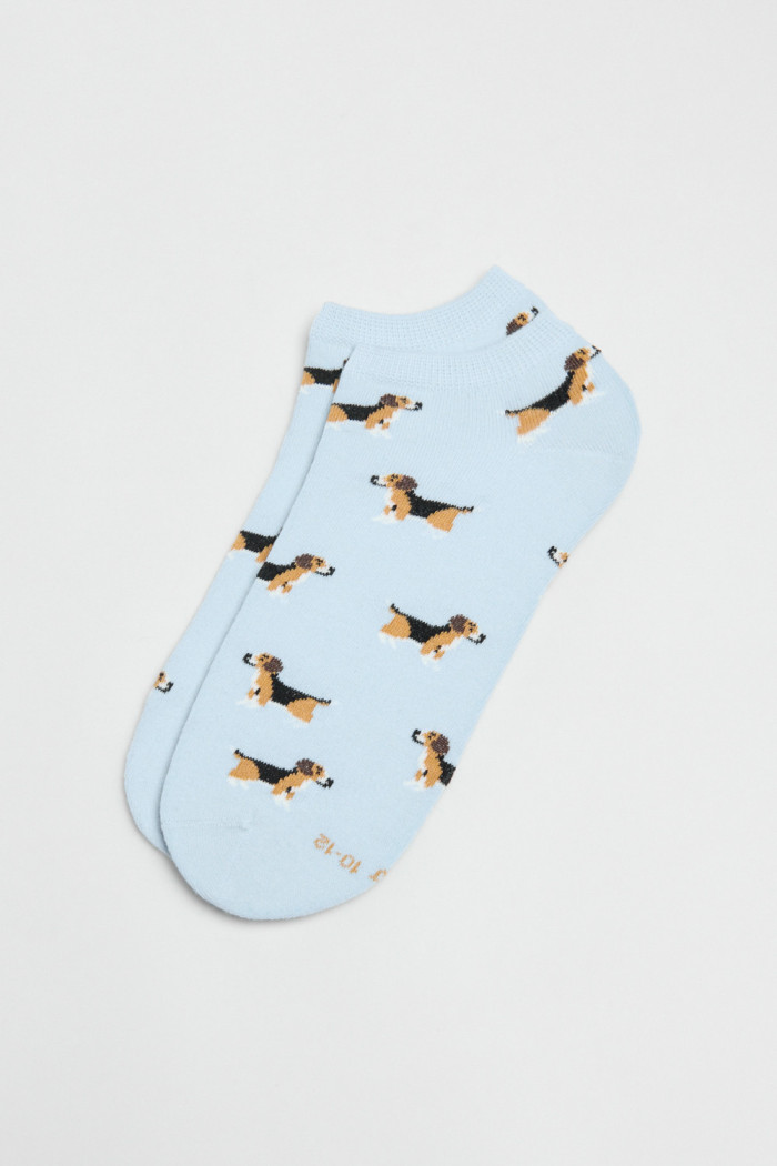 Medias tobilleras unicolores con perritos y texturas
