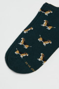 Medias tobilleras unicolores con perritos y texturas
