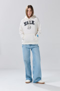 Buzo crema claro con capota y diseño de Yale oversize