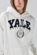Buzo crema claro con capota y diseño de Yale oversize