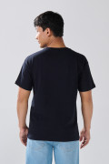 Camiseta en algodón college azul intensa con cuello redondo