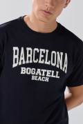 Camiseta en algodón college azul intensa con cuello redondo
