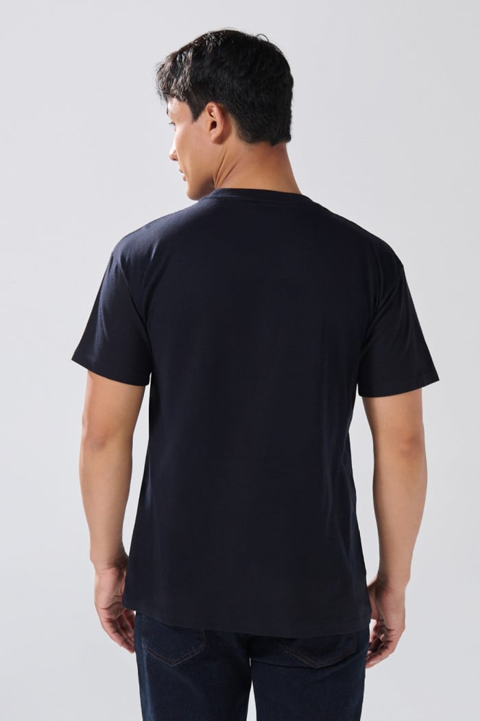 Camiseta en algodón college azul intensa manga corta