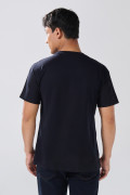 Camiseta en algodón college azul intensa manga corta