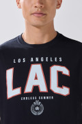 Camiseta en algodón college azul intensa manga corta
