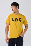 Camiseta amarilla oscura manga corta con arte college