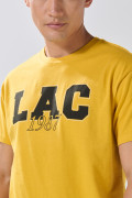 Camiseta amarilla oscura manga corta con arte college