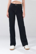 Jean azul straight leg infaltables tiro alto con bota recta
