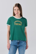 Camiseta manga corta college verde oscura con contrastes