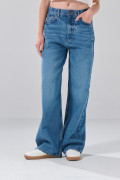 Jean baggy infaltables azul bota ancha con tiro medio

