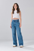 Jean baggy infaltables azul bota ancha con tiro medio

