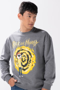 Buzo oversize gris intenso de Rick and Morty cuello redondo