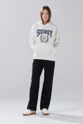 Buzo con capota crema claro oversize y arte college