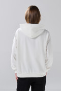 Buzo con capota crema claro oversize y arte college