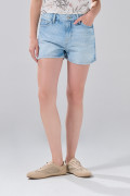 Short azul claro de jean con diseños y tiro alto