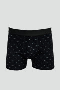 Bóxer azul intenso brief-medio con peces estampados
