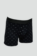 Bóxer azul intenso brief-medio con peces estampados
