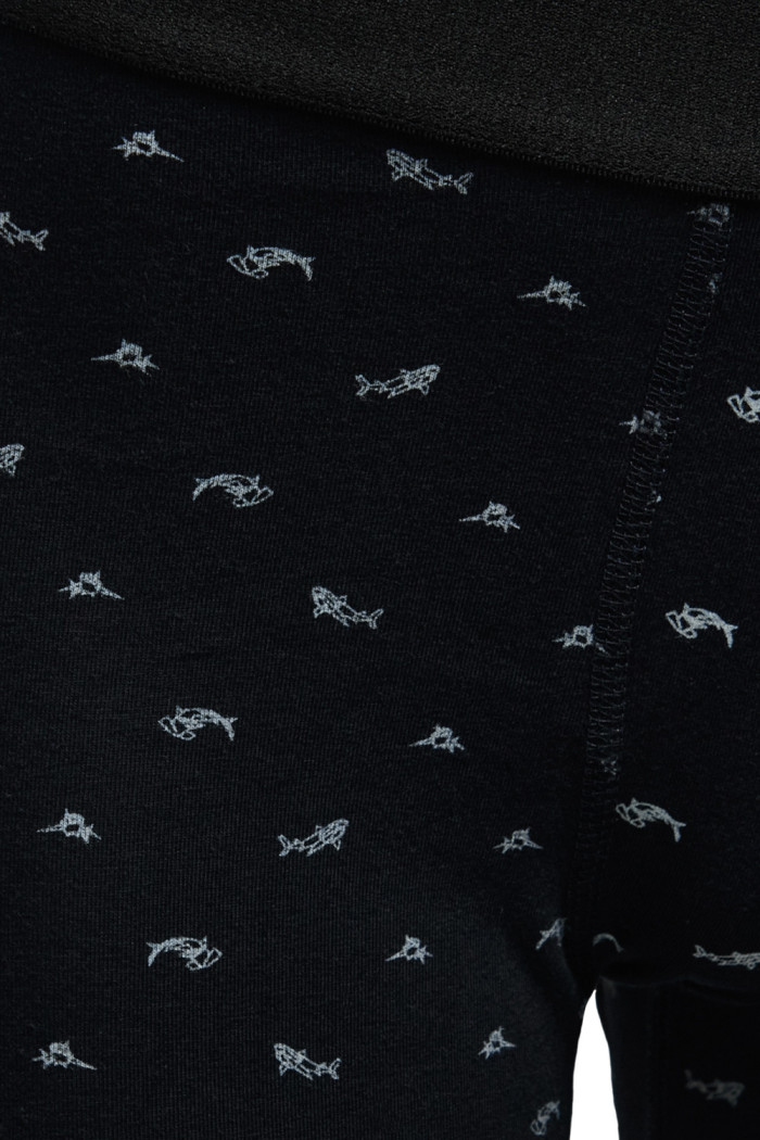 Bóxer azul intenso brief-medio con peces estampados

