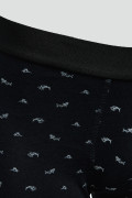 Bóxer azul intenso brief-medio con peces estampados
